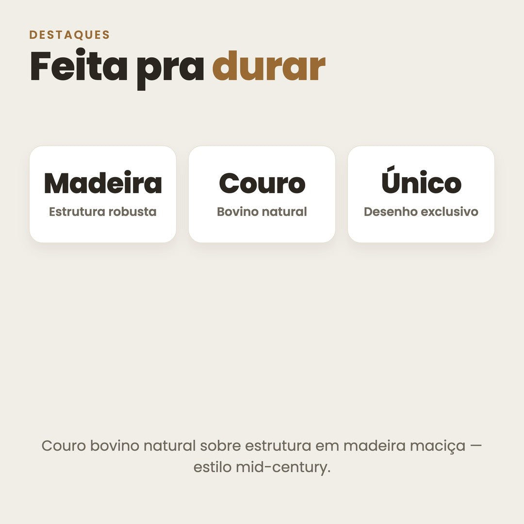 DECOURO · Poltrona Alice em Couro Bovino Natural  -  Marrom — Medidas e características