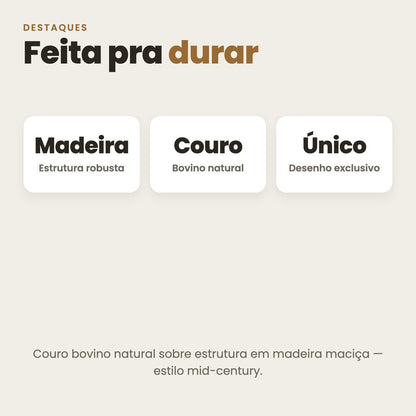 DECOURO · Poltrona Alice em Couro Bovino Natural  -  Marrom — Medidas e características