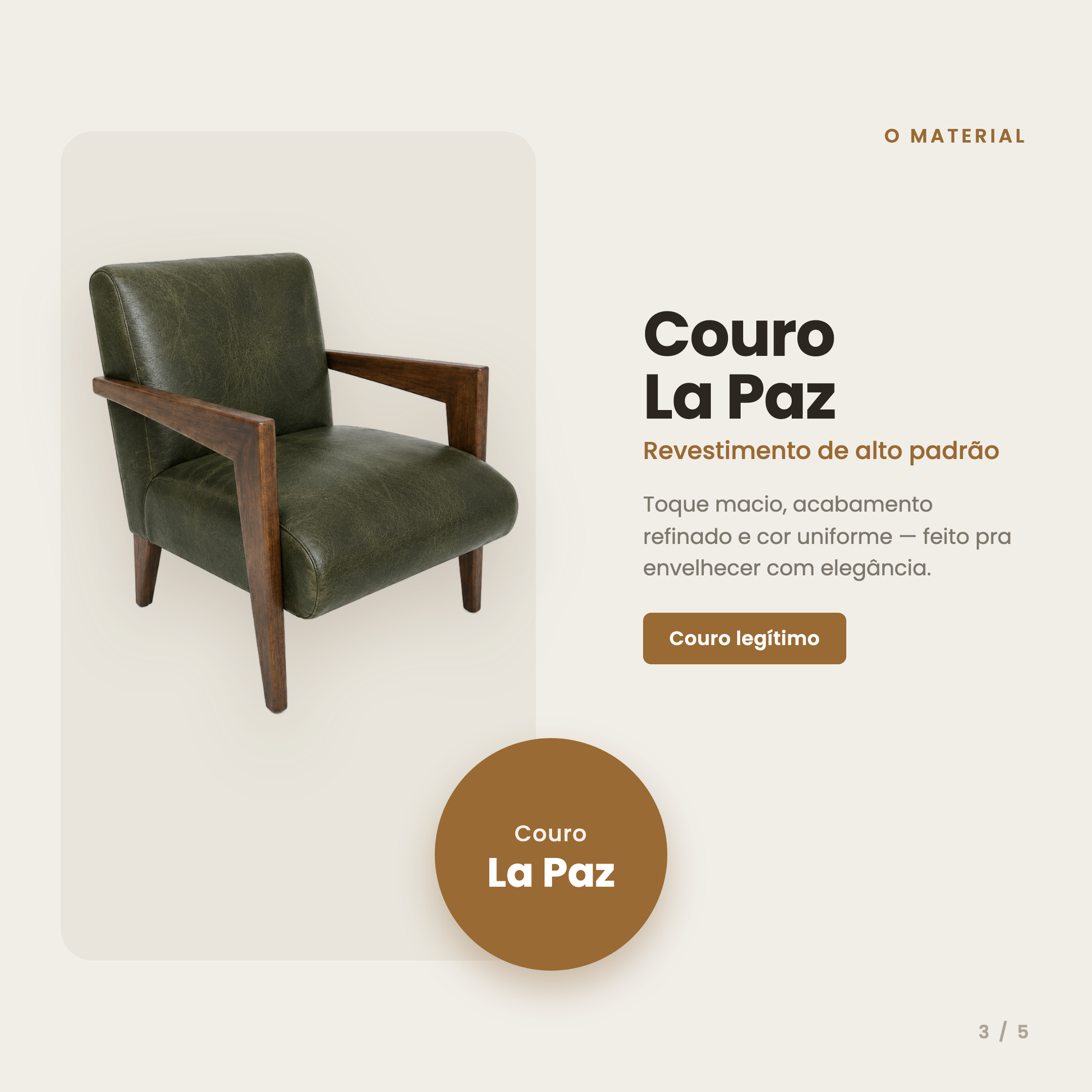 Couro La Paz de alto padrão - Poltrona Alice DECOURO