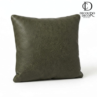 Almofada em Couro Parafinado Verde Esmeralda - Linha Premium