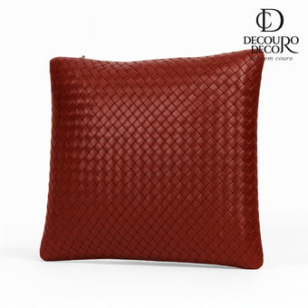 Almofada de Couro Legítimo - Liora Vermelho Escuro