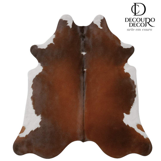 Tapete Bovino Natural Vermelho e Branco I VER523 I 2,20x2,20m  - Tamanho Grande