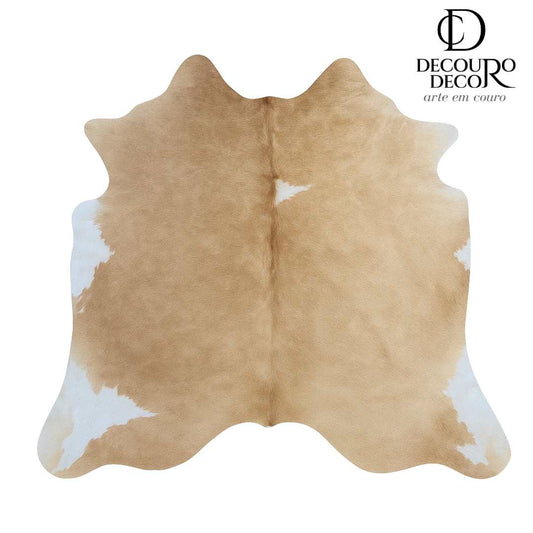 Tapete Bovino Natural Bege e Branco I BB489  I 1,68x1,85m