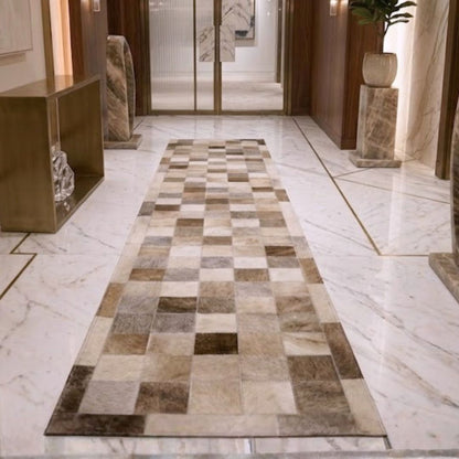 Passadeira de couro bovino natural para corredor - DECOURO