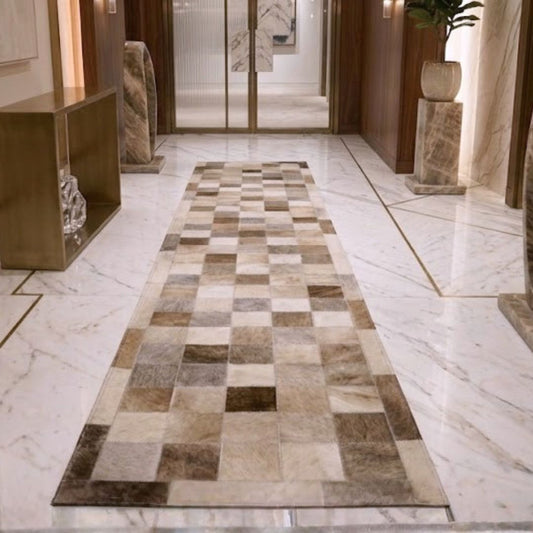 Passadeira de couro bovino natural para corredor - DECOURO