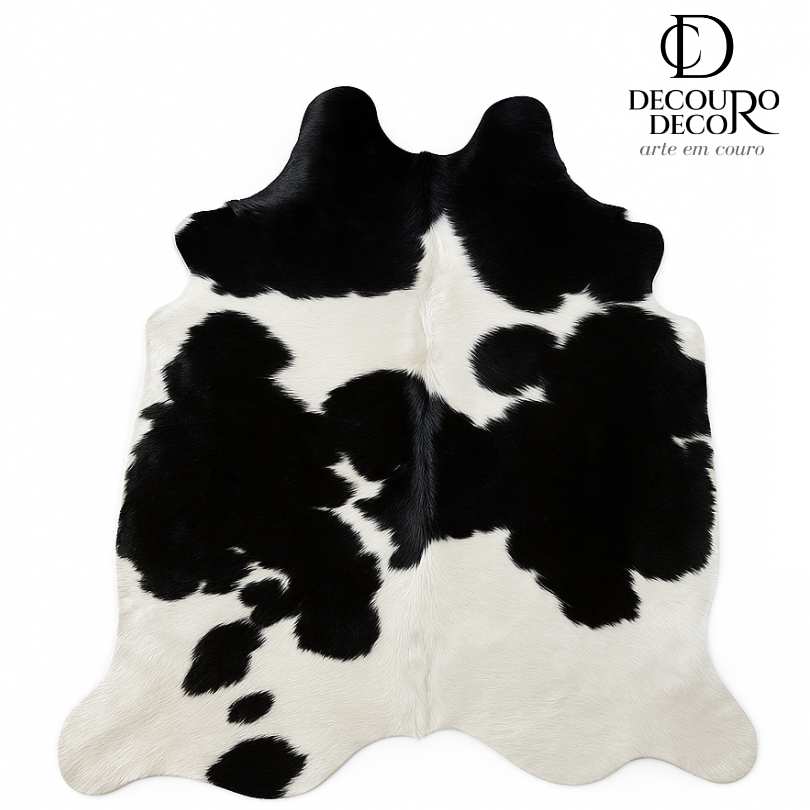 Tapete Bovino Natural Preto e Branco I PB549 I  2,28x1,98m - Tamanho Grande
