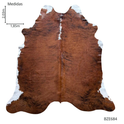 Tapete de couro de boi natural brazino escuro - pele de vaca formato natural para sala - DECOURO