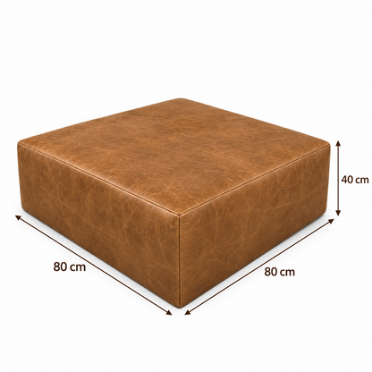 Medidas do Puff Quadrado Waxy Caramelo: 80 × 80 cm e 40 cm de altura
