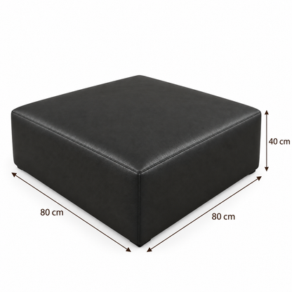 Medidas do Puff Quadrado Waxy Preto Grafite: 80 × 80 cm e 40 cm de altura