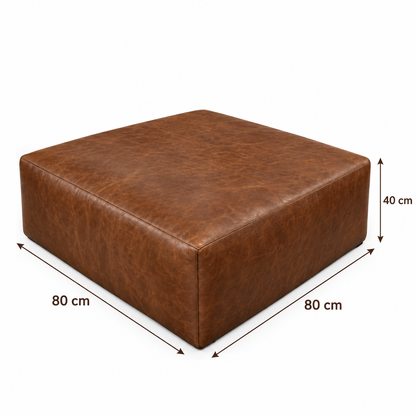 Medidas do Puff Quadrado Waxy Tabaco: 80 × 80 cm e 40 cm de altura