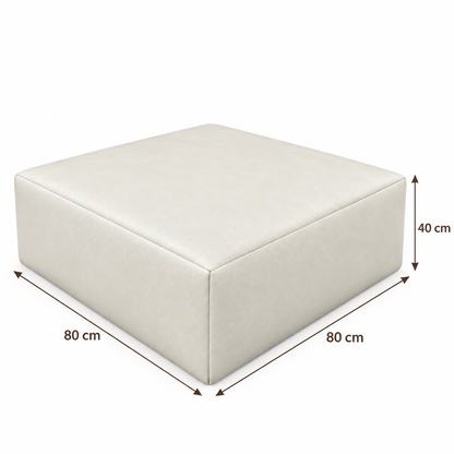 Medidas do Puff Quadrado Waxy Off White: 80 × 80 cm e 40 cm de altura