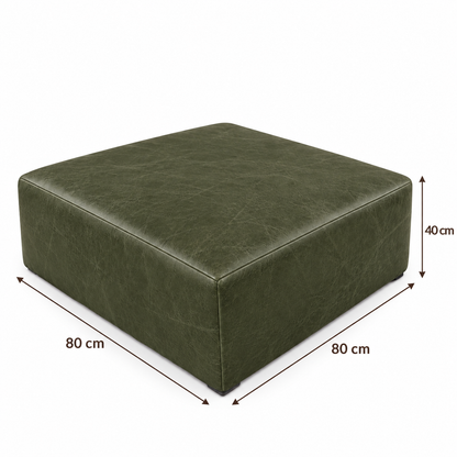 Medidas do Puff Quadrado Waxy Verde Esmeralda: 80 × 80 cm e 40 cm de altura