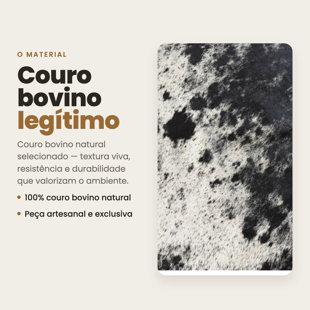 DECOURO · Tapete Bovino Natural Preto e Branco I PB764 I 2,54x1,98m — Material