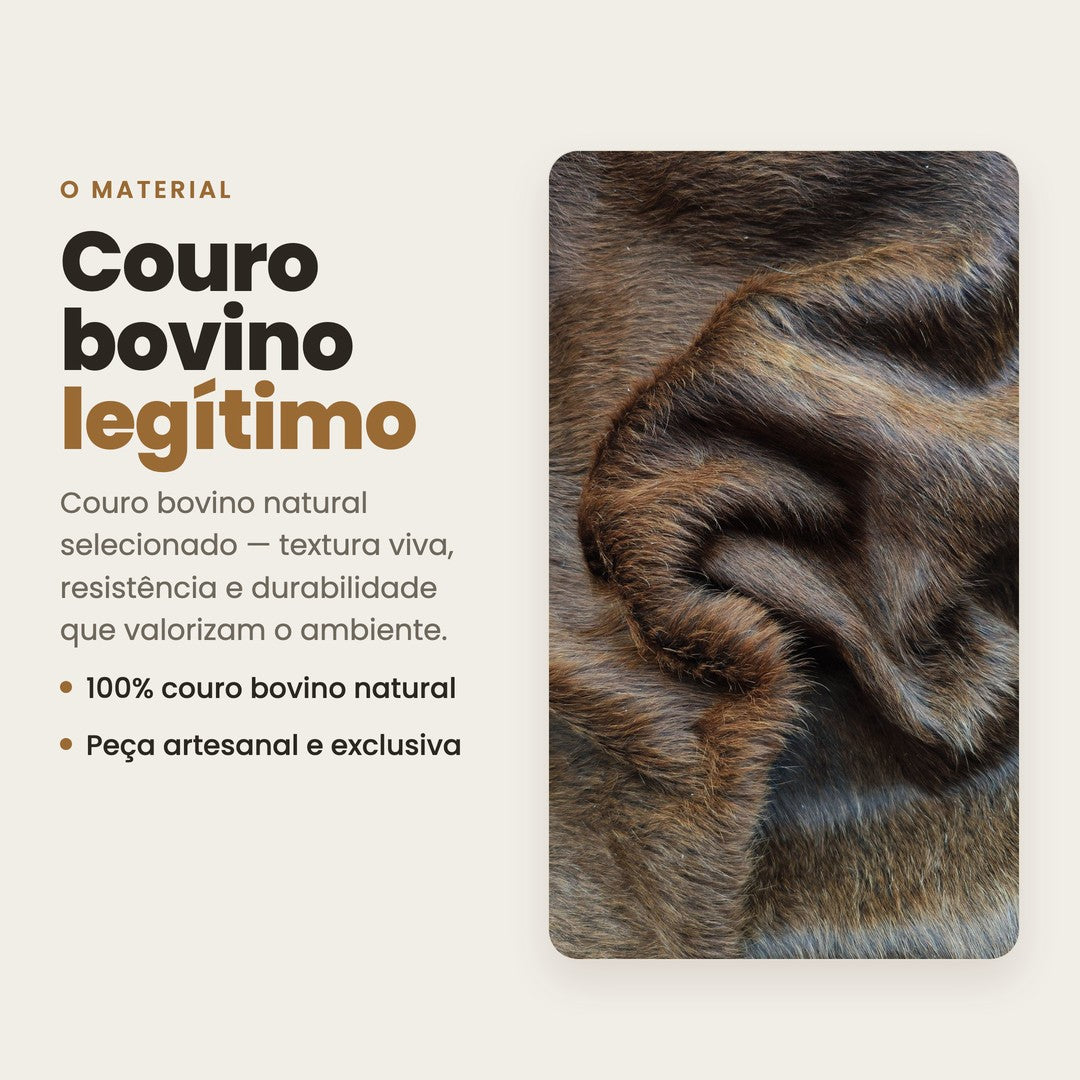 Borda do tapete de couro de vaca tricolor 2,13x2,00m bem acabada