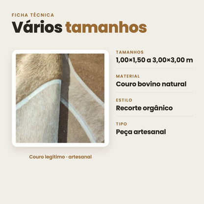 DECOURO · Tapete de Couro Aries - Tons de Bege — Características