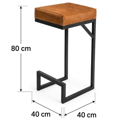 Banqueta em Couro Legítimo Bege Escuro — dimensões 40 × 40 × 80 cm — DECOURO