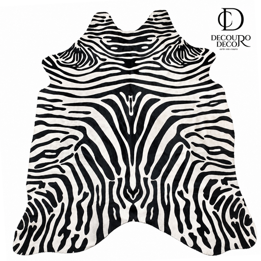 Tapete Bovino Serigrafia Zebra em Couro Legítimo — Decouro
