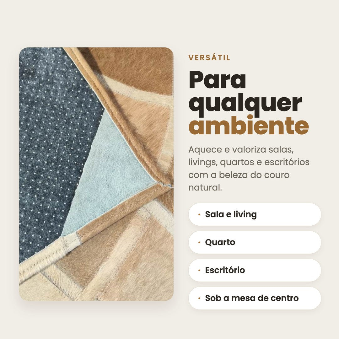DECOURO · Tapete de Couro Aries - Tons de Bege — Versatilidade