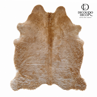Tapete Bovino Marrom Gold Pelo Longo Aconchegante  I BC991 I 1,90x1,60m em Couro Legítimo