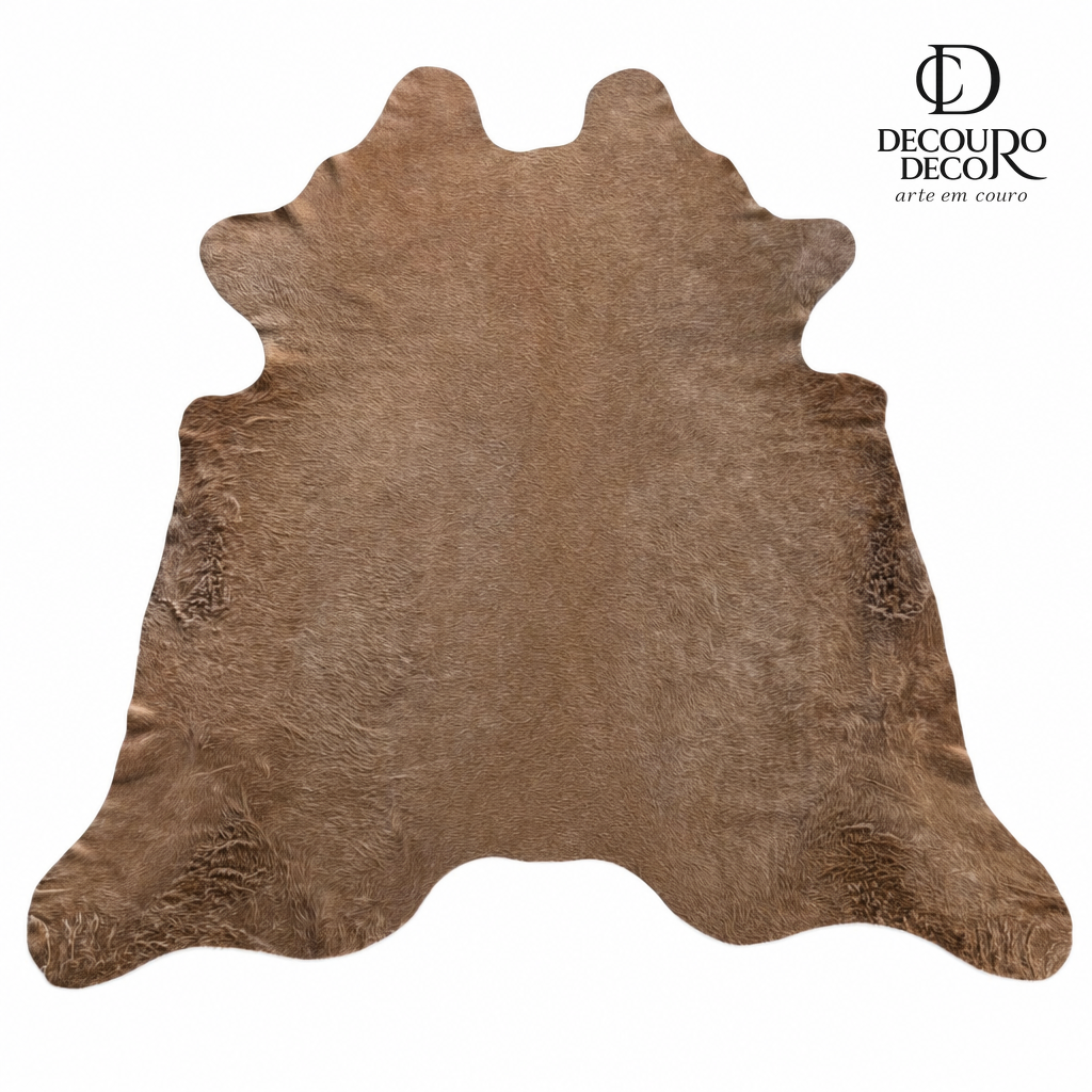 Tapete Bovino Natural Bege Escuro BE667 — fundo branco