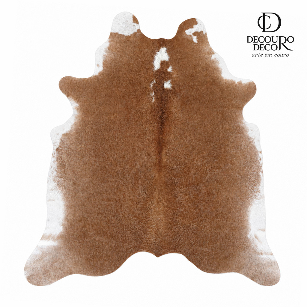 Tapete de pele de boi bege escuro pelo curto BE972 1,90x1,80m em couro bovino legítimo — fundo branco