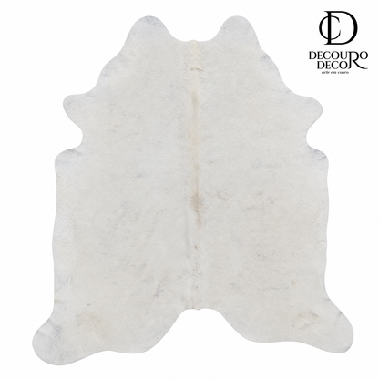 Tapete de couro bovino Branco Sedoso BRA881 2,04x1,94m — vista frontal em fundo branco