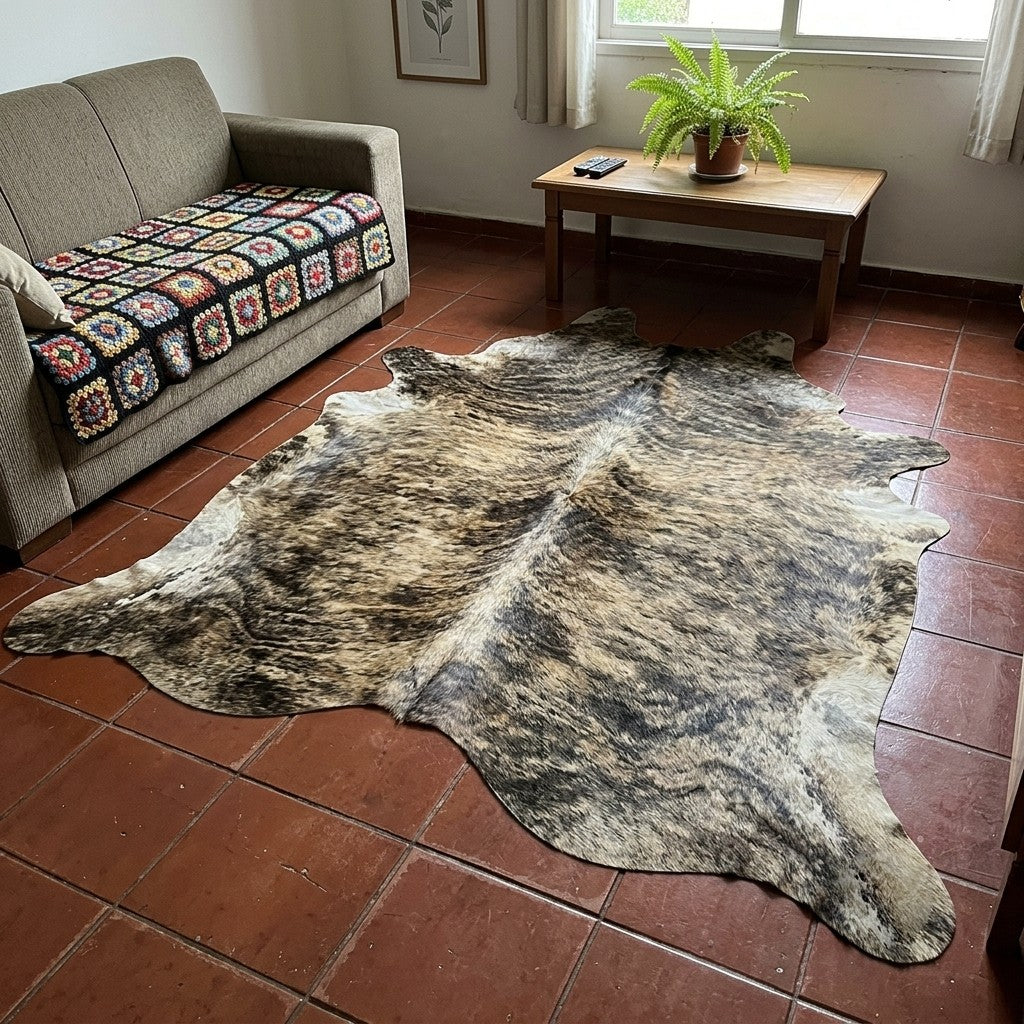 Tapete Bovino Natural Brazino Claro Macio I BZC1074 I 1,83x1,91m em Couro Legítimo
