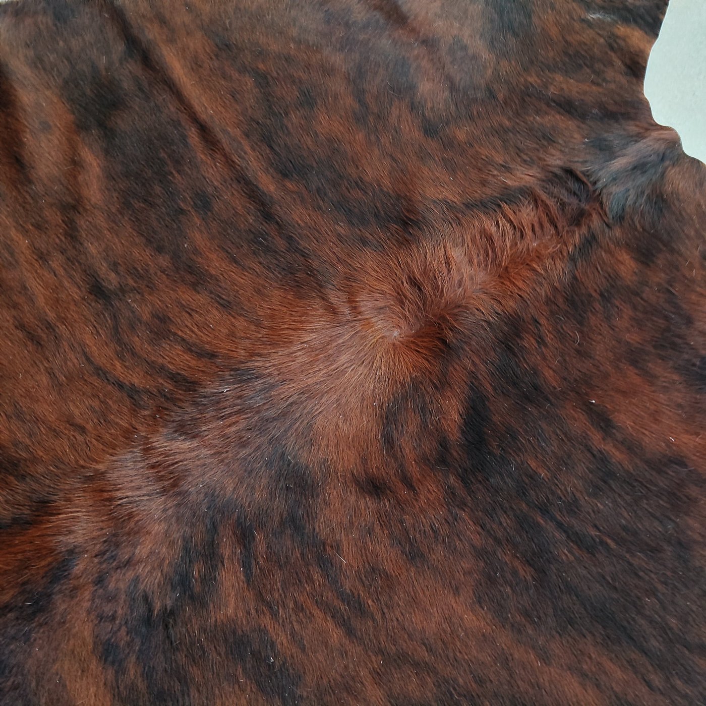 Tapete de couro de boi Brazino Escuro BZE884 — detalhe do acabamento artesanal