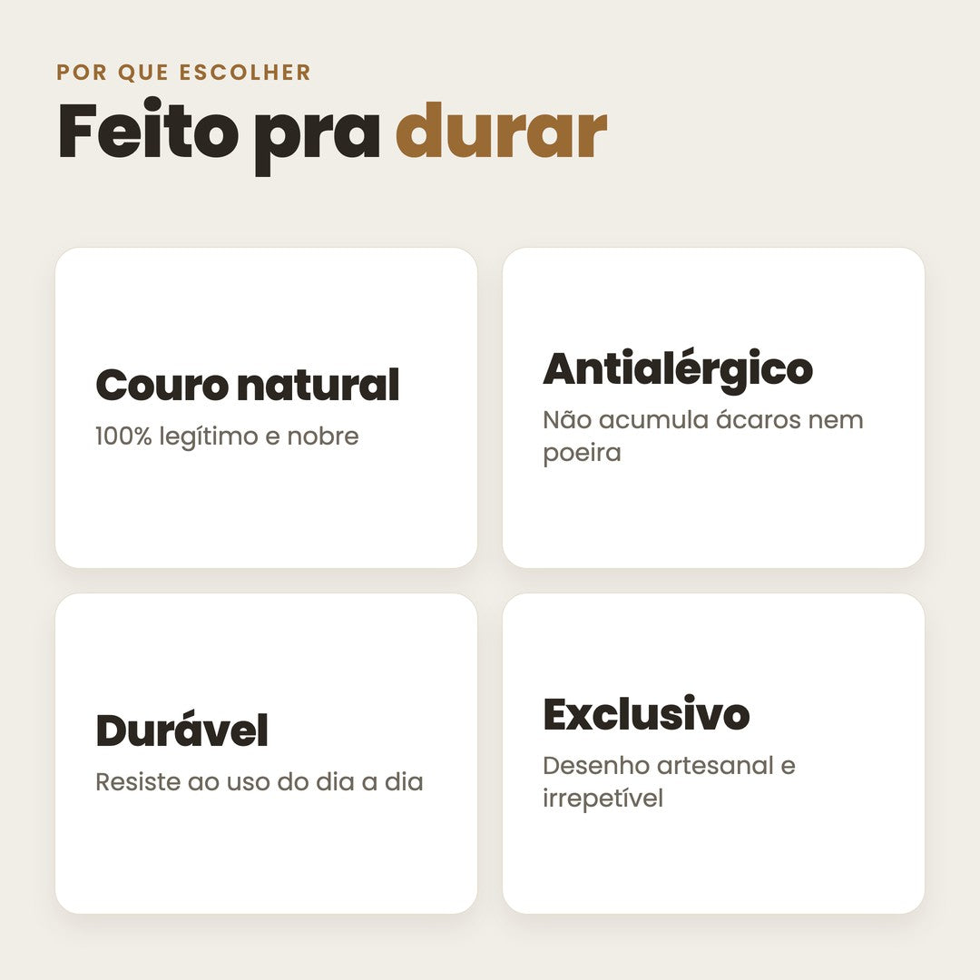 DECOURO · Tapete de Couro Mosaico Córdoba - Off White, Bege Claro e Contorno Bege Escuro — Benefícios