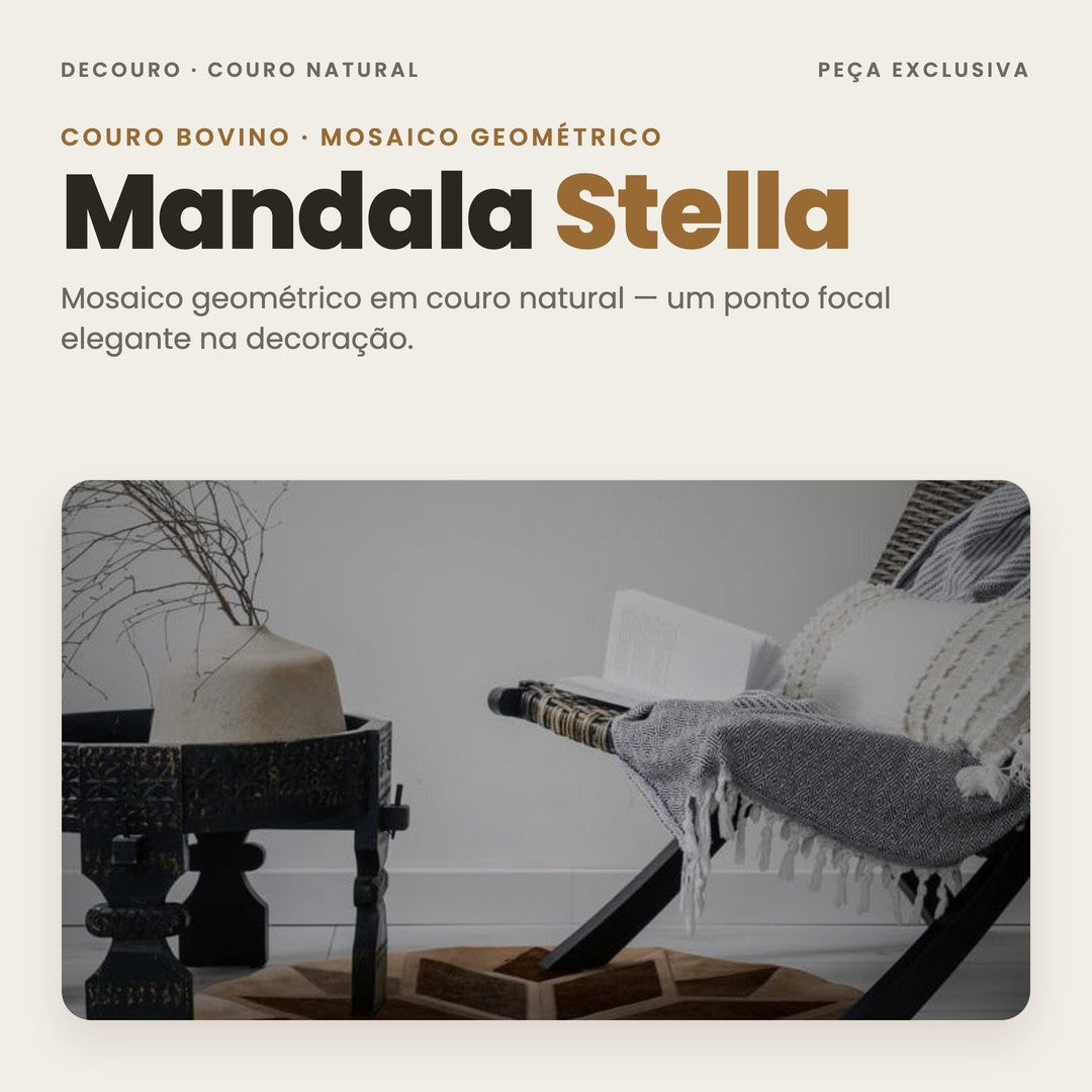 DECOURO · Tapete Mandala Stella em Couro Legítimo — Hero