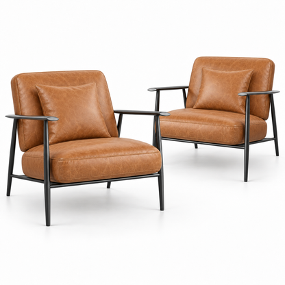 Majestic Caramelo — 2 poltronas + 2 almofadas — fundo branco