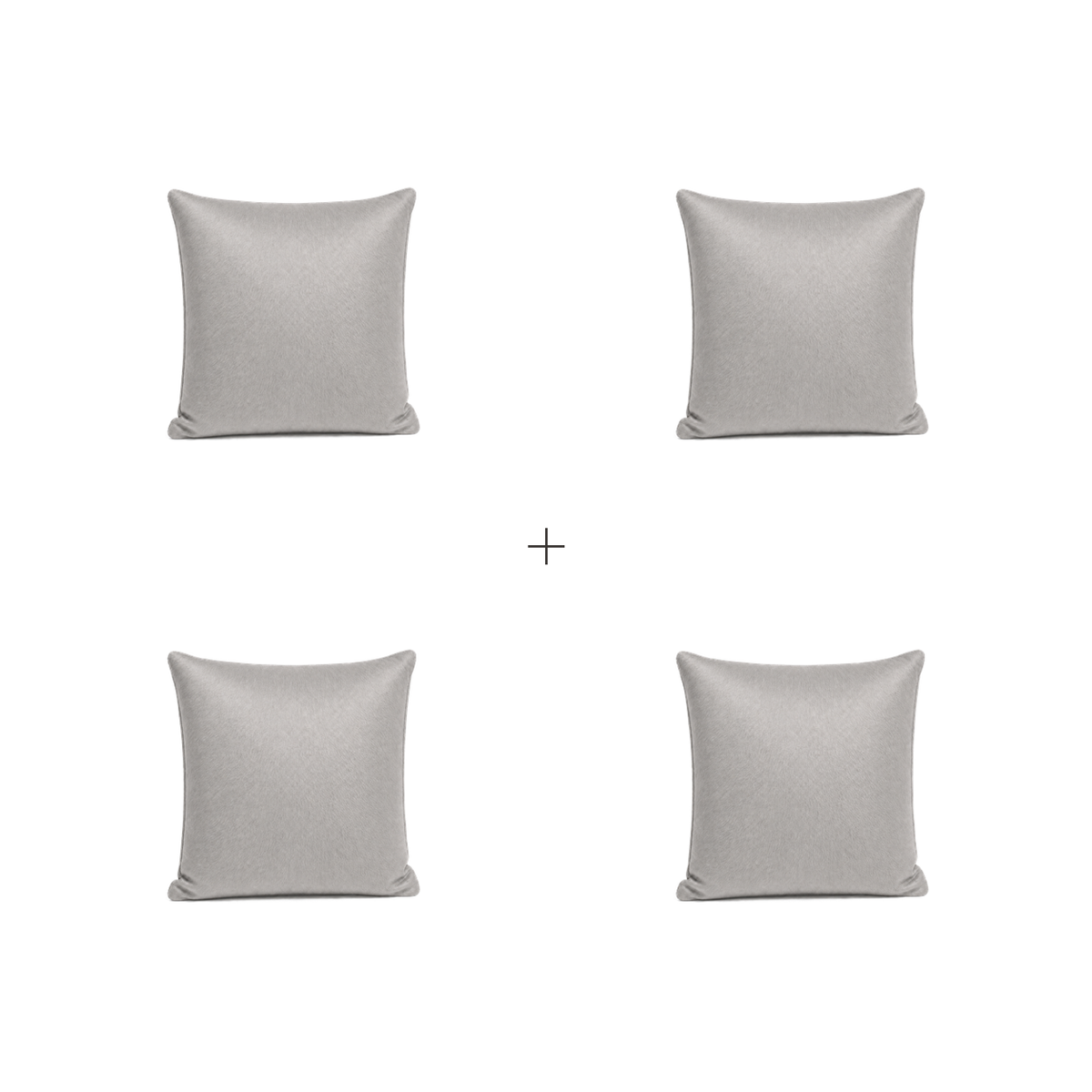 Almofada lisa em couro legítimo cinza-claro — kit com 4 almofadas — enquadramento completo