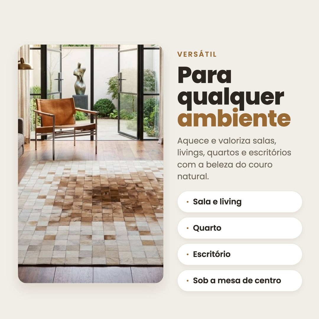 DECOURO · Tapete Dubai - Módulo 10x10 cm em Couro Legítimo — Versatilidade