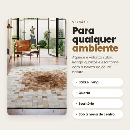 DECOURO · Tapete Dubai - Módulo 10x10 cm em Couro Legítimo — Versatilidade