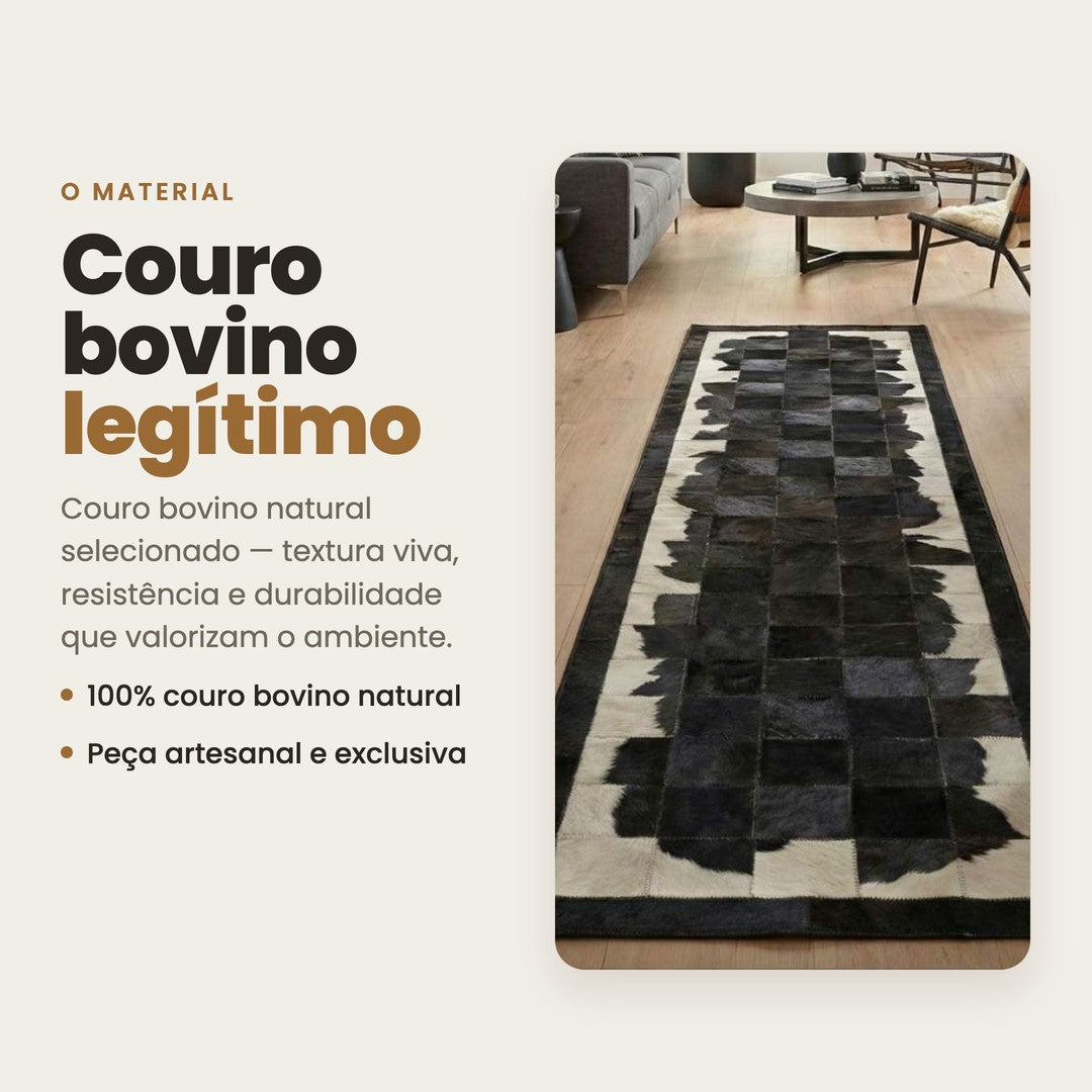 DECOURO · Passadeira Couro Natural MESCLA - Módulo 10x10cm — Material