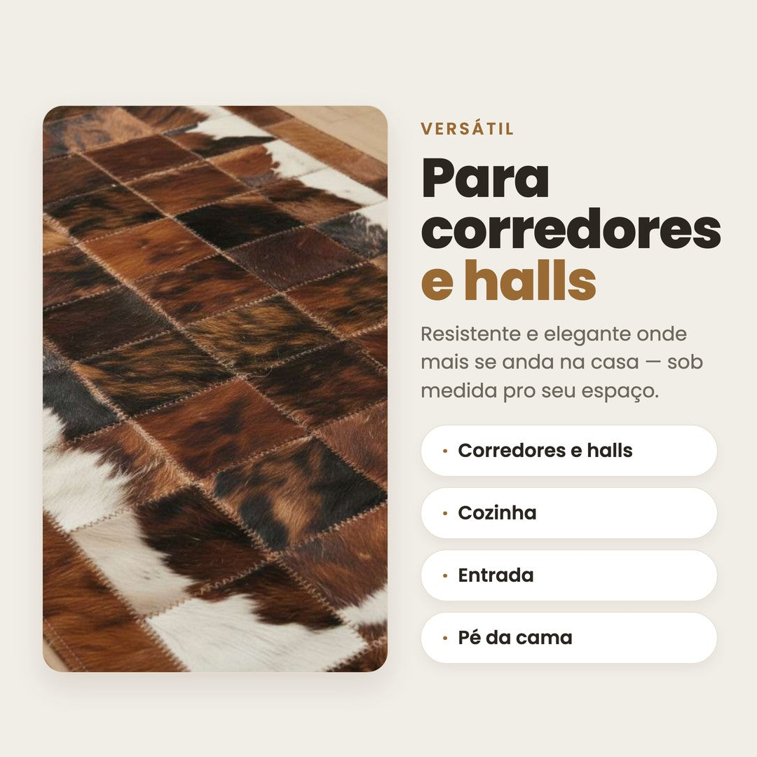 DECOURO · Passadeira Couro Natural BENCOFF - Módulo 10x10cm — Versatilidade