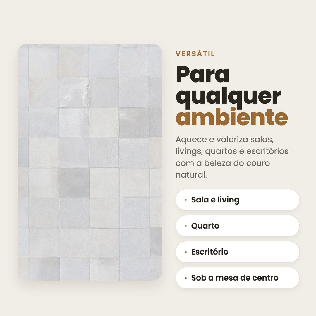 DECOURO · Tapete Pure – Couro Legítimo - Módulo 20x20 cm — Versatilidade