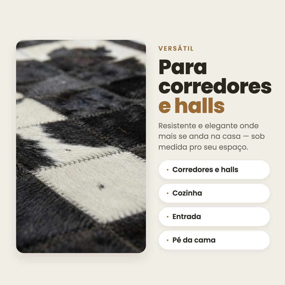 DECOURO · Passadeira Couro Natural MESCLA - Módulo 10x10cm — Versatilidade