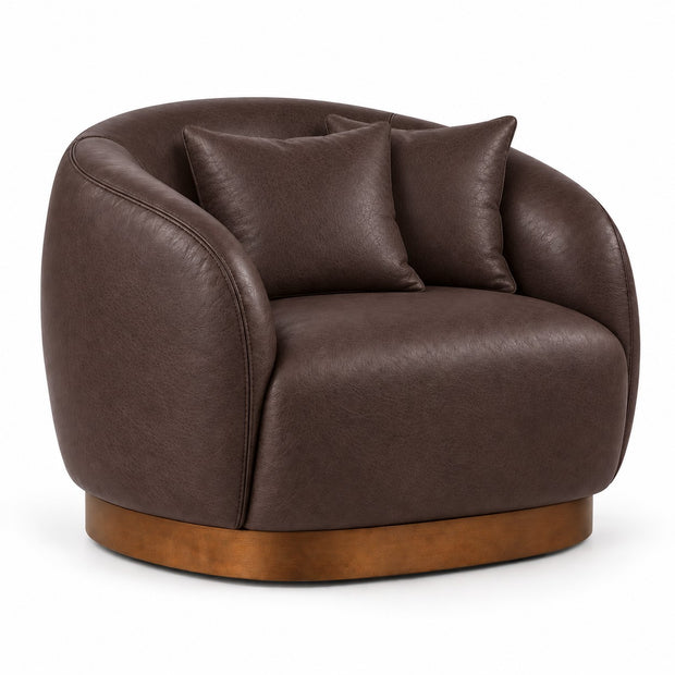 Poltrona Belt Café em Couro Naturale Premium Tamanho Grande — versão 1 Poltrona + 2 Almofadas