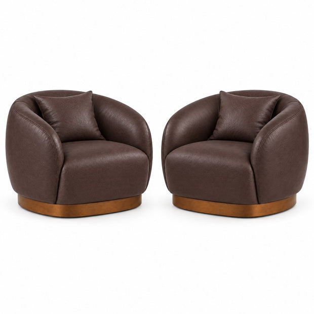 Poltrona Belt Café em Couro Naturale Premium Tamanho Grande — versão 2 Poltronas + 2 Almofadas