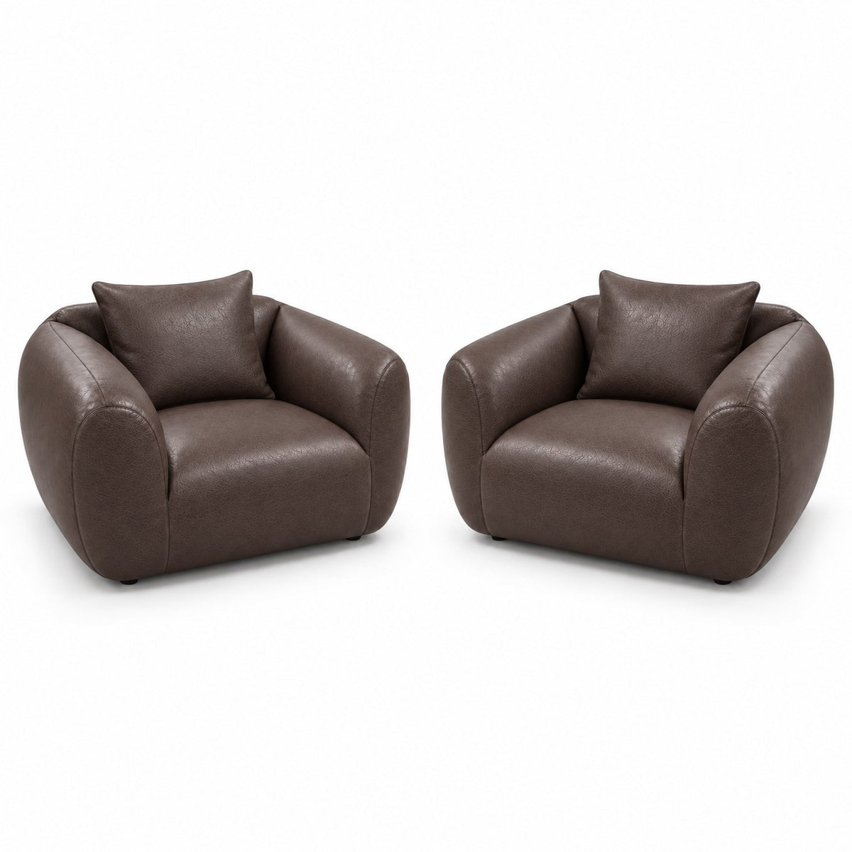 Poltrona Ventura Café em Couro Naturale Premium — duas poltronas e duas almofadas