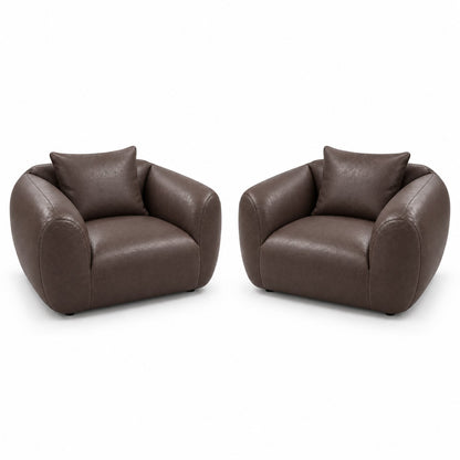 Poltrona Ventura Café em Couro Naturale Premium — duas poltronas e duas almofadas