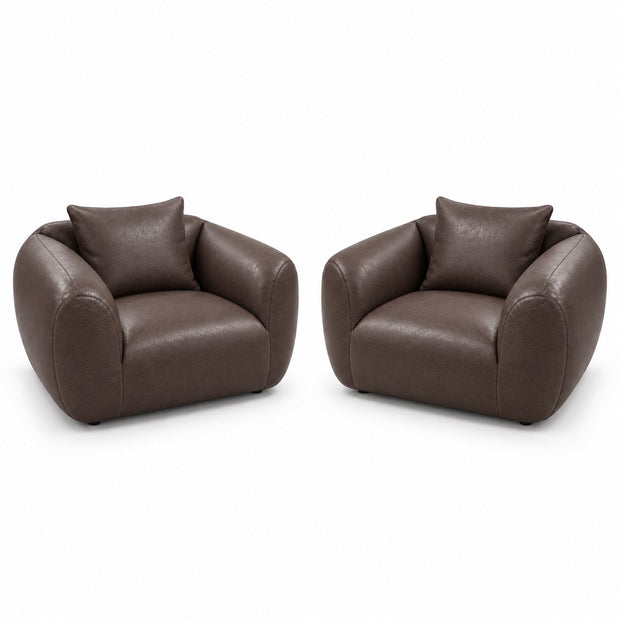 Poltrona Ventura Café em Couro Naturale Premium Tamanho Grande — versão 2 Poltronas + 2 Almofadas