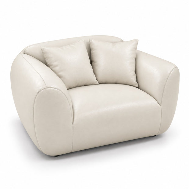 Poltrona Ventura Off White em Couro Naturale Premium Tamanho Grande — versão 1 Poltrona + 2 Almofadas