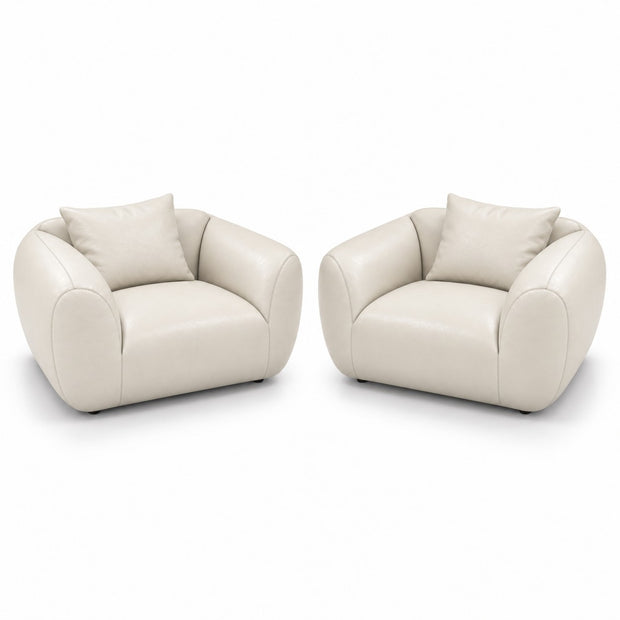 Poltrona Ventura Off White em Couro Naturale Premium Tamanho Grande — versão 2 Poltronas + 2 Almofadas