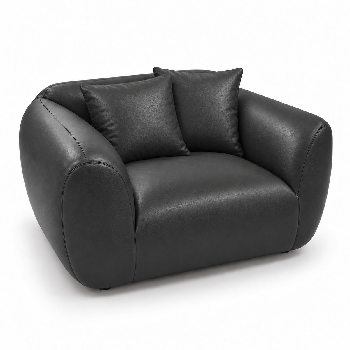 Poltrona Ventura Preto Grafite em Couro Naturale Premium — uma poltrona com duas almofadas