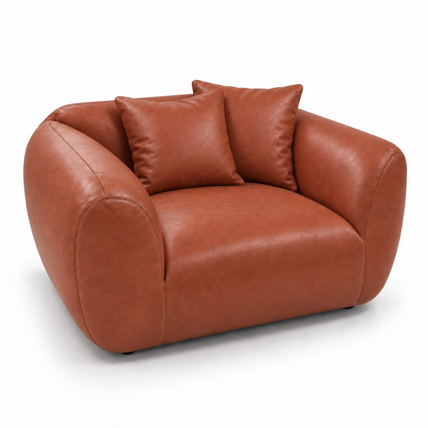 Poltrona Ventura Terracota em Couro Naturale Premium Tamanho Grande — versão 1 Poltrona + 2 Almofadas
