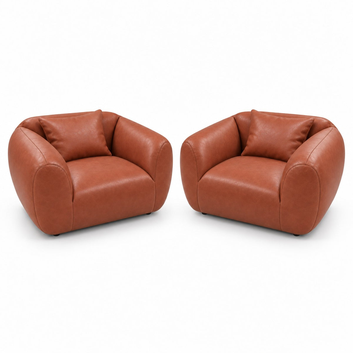 Poltrona Ventura Terracota em Couro Naturale Premium — duas poltronas e duas almofadas