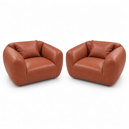 Poltrona Ventura Terracota em Couro Naturale Premium — duas poltronas e duas almofadas