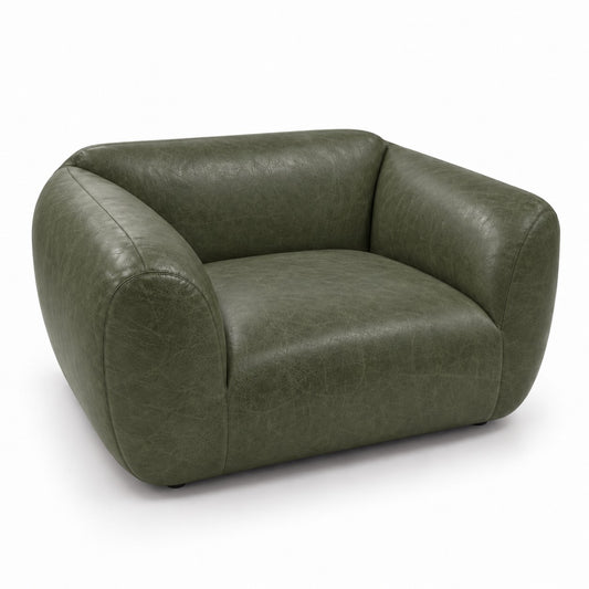 Poltrona Ventura Verde Esmeralda em Couro Naturale Premium — peça individual